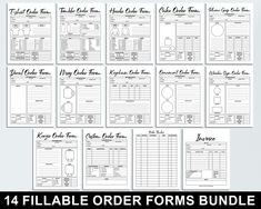 the printable order forms bundle is shown in black and white