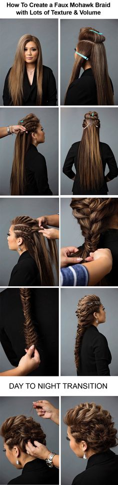 Curly Braided Top Knot Hairstyle Tutorial Top Knot Hairstyle, Faux Mohawk, Knot Hairstyle, Mohawk Hairstyle, Braided Mohawk, How To Braid, Night Hairstyles, Top Knots, Mohawk Braid