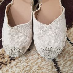 Brand New Size 7 Shoes. Great For Summer White Textile Espadrilles For The Beach, White Textile Espadrilles For Beach, White Textile Espadrilles For Vacation, Casual Textile Beige Sandals, Casual Beige Textile Sandals, White Textile Espadrilles, White Textile Comfortable Espadrilles, Comfortable White Textile Espadrilles, Casual Lace-up Espadrilles With Removable Insole