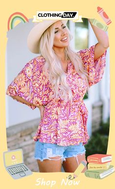 Boho Floral Print Belted Surplice Blouse Spring Free-spirited Boho Print Blouse, Surplice Blouse, Flowy Boho Print V-neck Blouse, Bohemian V-neck Shirt With Floral Print, Pink Boho Print V-neck Tops, Multicolor Abstract Print V-neck Blouse, Boho Floral, Floral Print, Floral Prints