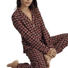 Madewell Flannel Pajama Set (Shirt And Pants) Plaid, Vintage Quartz Size Xs - Nwt Button-Down Long-Sleeved Pj Shirt Plus Stretchy-Tie Waist Pj Pants 100% Cotton Approximate Measurements In Inches (Lying Flat): Shirt: -- Shoulder To Shoulder: 14 1/2 -- Chest: 19 -- Waist: 18 1/2 -- Shoulder To Hem: 24 -- Sleeve: 23 Pants: -- Waist: 13 1/2 -- Rise: 10 -- Inseam: 31 Embroidered Pajamas, Top With Pants, Madewell Shirts, Flannel Pajama Sets, Striped Pyjamas, Gingham Tops, Fleece Pajamas, Cute Pajamas, Flannel Pajamas