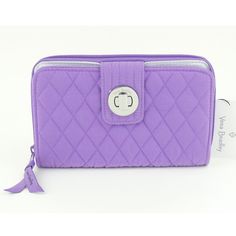 Vera Bradley Turn Lock Wallet Nwt. Silver Tone Hardware Turn Lock Closure 2 Id Slots 2 Bill Slots 12 Card Slots 1 Zip Close Pocket Approximate Measurements: 7.5"L X 4.5"H X 1"D. Price Firm. Please View Our Other Vera Bradley Items For Sale. Elegant Everyday Purple Wallets, Elegant Purple Wallets For Travel, Elegant Purple Everyday Wallet, Purple Wallets With Card Slots For Everyday Use, Purple Wallet With Cell Phone Pocket, Purple Rectangular Wallet With Cell Phone Pocket, Elegant Purple Wallets, Yellow Wallet, Vera Bradley Bifold Wallet