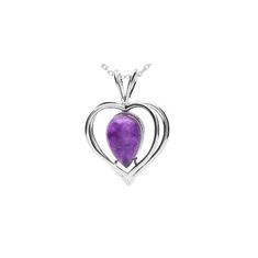 Designer necklace made of sterling silver with pear shaped amethyst stones.  AMETHYST SIZE: 14 mm x 9 mm   ITEM SIZE: 31 mm length with the fastening, 21 mm width  ITEM WEIGHT: 3.9 g Chain available: 18" or 20" Just let us know which one you prefer. Presented in MILENA packaging. Amethyst Heart Necklace, Pear-shaped Amethyst Silver Jewelry, Silver Pear-shaped Amethyst Jewelry, Silver Amethyst Pear-shaped Jewelry, Pear-shaped Amethyst Necklace As A Gift, Gift Pear-shaped Amethyst Necklace, Purple Heart-shaped Birthstone Necklace, Gift Pear-shaped Amethyst Necklaces, Pear-shaped Amethyst Necklace For Gift