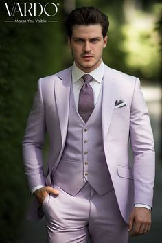 Lavender Suit, Vest And Trousers, Mens Wedding Attire, Purple Suits, Quoi Porter, Men's Outfits, Mens Formal Wear, Green Suit, Fashion Suits For Men