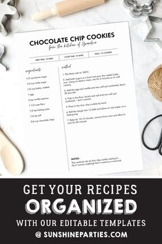 a recipe book with the title, get your recipes organized with our editable templates