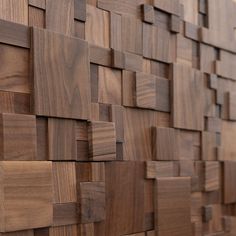 a wall made out of wood blocks