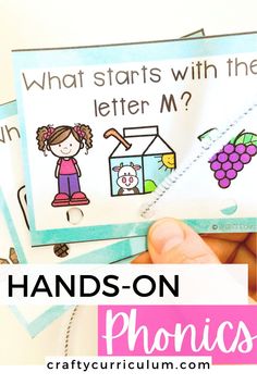 hands - on phonics activity for kids with pictures and text that reads what starts with the letter m?