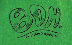 a drawing of the word blob is shown in black on a green background