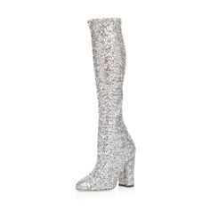 Handcrafted US sizing. Fits true to size. Heel Height: 4.72" / 120 mm approx Product measurements were taken using size 8. Please note that measurements may vary by size. Knee High Boots Heels, Sparkly Boots, Chunky Heel Boots, Boots Knee High, High Heel Boots Knee, Chunky Heels Boots, Boots Knee, Silver Sequin, Heel Boots