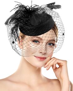 PRICES MAY VARY. 🌻[Ladies Veil Feather Fascinators]:You will receive a Fascinator. The Fascinator Top Hat features a classic mesh veil with delicate Bowknot for a simple and elegant 🌷[Premium Material]:Fascinator Headband is made of mesh pearl and flannel, it is light, stretchy, soft and comfortable. You can choose to attach it anywhere you want to get the look you want! It looks 🌷[One Size Fits Most]:Fascinator Hat comes with a headband and clip attachment, and the headband isn't as tight as Pillbox Hat With Veil, Derby Headband, Hat Veil, Headband Veil, Hat With Veil, Vintage Veils, Retro Hats, Mini Top Hat, Flapper Girl