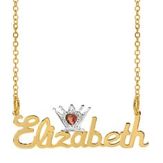 Show your name in style with our new "Personalized Crown Name Plate". Available in Silver Plated Gold Plated Sterling Silver and 14K Gold over Sterling Silver. You may also add a jewel to the crown with sparkling rhodium for a more meaningful look! Grab yours today! (Letters only NO numbers or special characters) Dimensions and Specifications: Length = approx. up to 2" inches (variable with lettering) Height = approx. 1/2" inch (variable with lettering) Chain Type = Link Chain Plating = Silver P Silver Nameplate Necklace With Diamond Accents, Sterling Silver Jewelry With Diamond Accents For Birthday, Silver Cubic Zirconia Nameplate Necklace, Gold Birthday Jewelry With Crown Design, Gold Diamond Jewelry With Crown Design, Gold Jewelry With Crown Design For Birthday, Silver Nameplate Birthstone Necklace, Gold Sterling Silver Name Necklace With Diamond Accents, Anniversary Silver Necklace With Crown Design