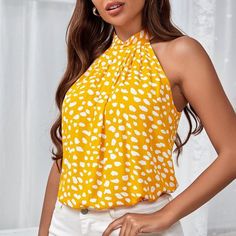 Xs=2 S=4 M=6 L=8/10 Xl=12 Xxl=14 Brand New Ships In 6-10 Days Style: Boho Pattern Type: All Over Print Type: Top Neckline: Stand Collar Details: Tie Back Sleeve Length: Sleeveless Length: Regular Fit Type: Regular Fit Fabric: Non-Stretch Material: Polyester Composition: 100% Polyester Care Instructions: Machine Wash, Do Not Dry Clean Sheer: No Fitted Mustard Sleeveless Top, Mustard Fitted Sleeveless Top, Yellow Sleeveless Blouse For Work, Fitted Mustard Top For Work, Mustard Fitted Tops For Work, Sleeveless Mustard Tops For Spring, Yellow Sleeveless Spring Blouse, Casual Sleeveless Mustard Top, Casual Sleeveless Yellow Blouse