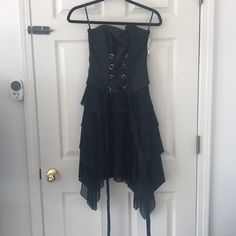 Strapless Black Corset Dress For Spring Prom, Black Corset Dress For Prom In Spring, Black Spring Prom Corset Dress, Chic Black Corset Dress For Prom Season, Chic Black Corset Dress For Prom, Black Summer Corset Dress For Formal Occasions, Black Summer Formal Corset Dress, Black Mini Dress With Corset Back For Prom, Black Spring Corset Dress For Formal Occasions