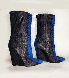 Giuseppe Zanotti Black Blue Platform Faux Snake Skin Calf Boots Size: 37 IT  Condition: good Fitted Bold Winter Boots, Blue Leather Party Boots, Blue Leather High Ankle Heeled Boots, Designer Blue Boots With Round Toe, Blue Fitted Ankle Heeled Boots, Fitted Blue Ankle Heeled Boots, Blue Fitted Mid-calf Boots With Round Toe, Fitted Blue Ankle Boots, Chic Blue Heeled Boots For Winter