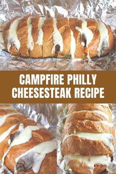 this is an image of campfire phily cheesesteak bread with white icing