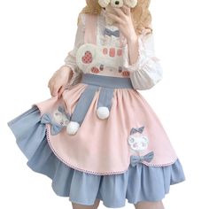 PRICES MAY VARY. Japanese Style Girls Kawaii Lolita Cosplay Costume Cute Dresses Cartoon Bear Embroidery High Waist Party Dresses Soft Comfy Suspender Flare Dress Material: The dress is made of high quality soft fabric, not easy to wrinkle, skin friendly, thick and warm, it's very comfortable to wear in spring or autumn or early winter Size: Avalable for size S / M / L / XL. NOT AMAZON SIZE, please check our size in the picture before buying !!! Features: Cute Lolita Dress, plush cartoon bear em Baby Costumes Girl, Japanese Costume, Pink Clothing, Japanese Kawaii, Zooey Deschanel, Suspender Dress, Cute Bear, Sweet Dress, Kawaii Clothes