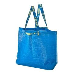 a blue shopping bag with straps on it