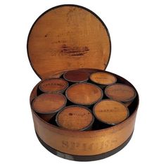 a wooden box filled with lots of wine corks