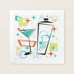 an image of martini cocktail napkins by burcheckt on etsyle