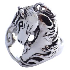 Women's Stainless Steel Horse Ring - Hypoallergenic Equestrian Jewelry Equestrian Ring, Tungsten Jewelry, Riding A Horse, Horse Ring, Equestrian Jewelry, Dragon Ring, The Horse, Men's Rings, Stainless Steel Rings