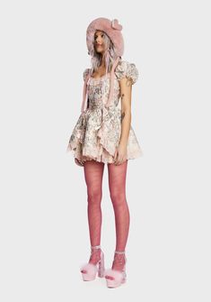 Sugar Thrillz Brocade Puffy Sleeve Mini Dress - Pink – Dolls Kill Sassy Outfit, Sugar Thrillz, Clothing Cute, Pink Doll, Cute Heels, Girly Accessories, New Dolls, Puffy Sleeves, Pink Mini Dresses