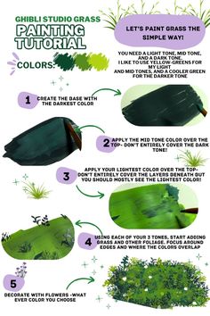 an info sheet describing how to use the green paint technique for painting plants and flowers