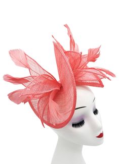 A Brand New Handmade Coral Pink Colour Fascinator With Flower and Feathers Detailing and Asymmetric in Shape and Medium Sized. PLEASE NOTE that we try our very best to match the colour of the fascinator to the photos, however, due to different pixel resolutions and Brightness/darkness settings on your phone screen, tablets and pcs, the colour of the shade may slightly look different. Made up of Sinamay material which is the most classic material for fascinators The base length of the fascinator Adjustable Feather Hair Accessories For Summer, Spring Adjustable Feather Hair Accessories, Adjustable Feather Hair Accessories For Spring, Summer Race Day Feather Hair Accessories, Adjustable Feather Headband For Spring, Adjustable Hair Accessories For Kentucky Derby, Spring Races Adjustable Headband, Spring Adjustable Headband For Races, Adjustable Headband For Spring Races