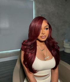 KhalenaLV 99j Wig Hairstyles, 99j Hair Color Black Women Wig, Maroon Wig, 99j Wig, Burgandy Lace Wigs, Black Girls Hairstyles, Girl Hairstyles, Wigs, Hair Color