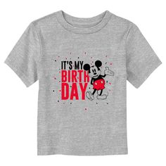 Who knew that dressing "mousey" could be so cute!? Celebrate Walt Disney's most iconic character with this officially licensed Disney Mickey Mouse and Friends Black and Red It's My Birthday Toddlers' Graphic T-shirt! This festive tee features the adorable Mickey alongside the text: "It's My Birthday"? in black and red lettering across the front. Grab some new Mickey and Friends apparel for the youngest members of the family and make their next trip to the Disney parks a memorable one! Mickey Mouse Crew Neck Top For Birthday, Mickey Mouse Crew Neck T-shirt For Birthdays, Mickey Mouse Crew Neck T-shirt For Birthday, Disney Mickey Mouse Tops For Birthday, Disney Cotton T-shirt For Birthdays, Disney Crew Neck Top For Birthday, Disney Short Sleeve Top For Birthday, Disney 2024, Trending Graphic Tees