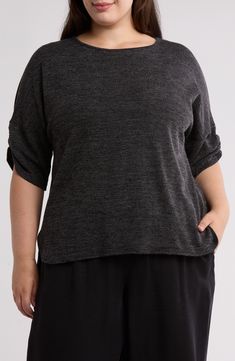 Gentle gathering defines the dolman sleeves of a lightweight ribbed sweater that's ideal for transitioning your wardrobe into cooler seasons. 27" length Crewneck Three-quarter sleeves 88% polyester, 9% viscose, 3% spandex Machine wash, dry flat Imported Dolman Sleeve Sweater, Charcoal Black, Sweaters Crewneck, Max Studio, Ribbed Sweater, Black Charcoal, Dolman Sleeve, Three Quarter Sleeves, Sleeve Sweater