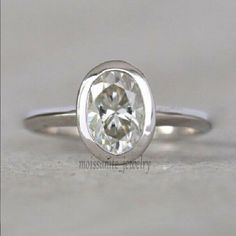 a white gold ring with a round cut diamond