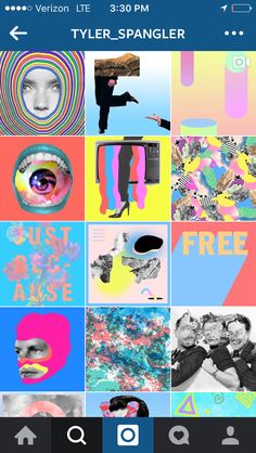 an iphone screen with multiple images and text on the bottom right corner, which reads tyler spangler