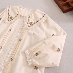 Material: Polyester Measurement cm in Shoulder 40 15.75 Bust 124 48.82 Sleeve 56 22.05 Length 67 26.38 Cute Cotton Blouse With Lace Collar, Cute Long Sleeve Cream Blouse, Cute Cream Long Sleeve Blouse, Cute Long Sleeve Cotton Blouse, Cute Shirt With Doll Collar For Spring, Cute Long Sleeve Beige Blouse, Cute Doll Collar Shirt For Spring, Cute Beige Long Sleeve Blouse, Cute Collared Shirt For Spring