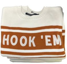 Buy online this Texas Longhorn Sweater- Runway Athletics Orange Banner, Tennis Sweater, Texas Longhorn, Love Hat, Texas Longhorns, Cotton Lights, Media Design, Team Spirit, Burnt Orange