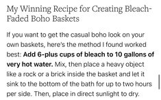 the recipe for creating bleach - based bread baskets is shown in black and white