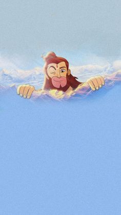 an animated monkey swimming in the ocean