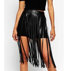 Wild West Fringe Leather Skirt Fringe Leather Belt, Fringe Leather Skirt, Fringe Skirts, Skirt Chain, Chain Skirt, Rhinestone Skirt, Belt Skirt, Tassel Skirt, Leather Pleated Skirt