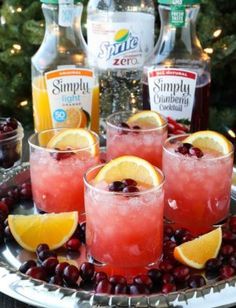 cranberry lemonade punch on a platter