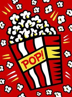 an image of popcorn pop on red background