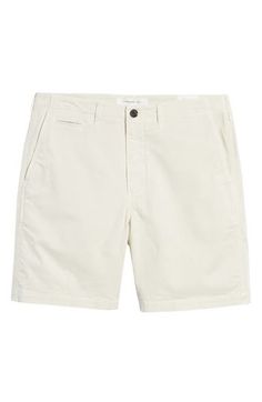 A casual alternative to business-only styles, these shorts are made from a comfortable stretch cotton. 8" inseam; 11 1/2" leg opening (size 32) 98% cotton, 2% elastane Machine wash, line dry Made in Portugal Classic White Cotton Bermuda Shorts, Cotton Bermuda Shorts For Work, Bermuda Cotton Shorts For Workwear, Fitted Cotton Bermuda Shorts For Work, Summer Cotton Shorts With Straight Hem, Classic Summer Shorts With Straight Hem, Cotton Bermuda Shorts With Welt Pockets For Work, Fitted Shorts With Straight Hem For Spring, Chino Cotton Twill Shorts With Pockets