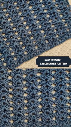 an easy crochet table runner pattern with the text, easy crochet table runner pattern