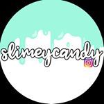 the word slimeycandy is painted in white and blue on a black background