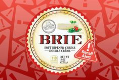 brie soft ripened cheese double creme - product label on red and white background