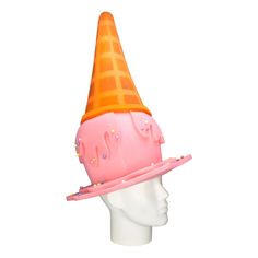 This Ice Cream Cone Hat will definitely make you stand out at your next Party, Hora Loca, Wedding, Corporate Event, Birthday, Quinceanera, or Halloween Party! It can be used as a wedding hats, top hats, photo booth props, or a party favor. Cream Event Hat, Novelty Summer Party Hats, Playful White Party Hat, White Novelty Party Hat, Summer Party Hat-shaped Headband, Foam Party, Western Parties, Ice Cream Birthday, Ice Cream Party