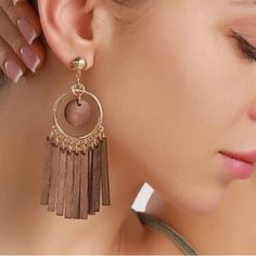 Circle Decor Wooden Tassel Drop Earrings Product Measurement Eardrop Height: 3.2 Inches Eardrop Width: 1 Inch Material: Wood Zinc Alloy Studs 2-3 Day Priority Mail Shipping Usps Elegant Brown Dangle Tassel Earrings, Circle Decor, David Yurman Earrings, Aquamarine Earrings, Tassel Drop Earrings, Hoop Earring Sets, Pearl Hoop Earrings, Cubic Zirconia Earrings, Handcrafted Earrings