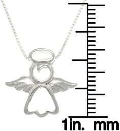 Crafted of .925 Sterling Silver, this pendant showcases an angel with outstretched wings and a halo. This highly polished pendant comes with an 18-inch sterling silver box chain that secures with a spring ring clasp. Perfect for a first communion or confirmation gift. Metal: .925 Sterling silver, Finish: High polish Pendant dimensions: 17 mm wide x 16 mm long Necklace chain dimensions: 0.8 mm wide x 18 inches long, Clasp: Spring ring A perfect gift for your religious event! Complimentary gift bo Angelic Sterling Silver Jewelry For Gifts, Silver Angelic Jewelry For Gift, Angelic Silver Jewelry For Gift, Angel Guardian, Angel Earrings, Faith Jewelry, Angel Jewelry, First Communion Gifts, Angel Necklace