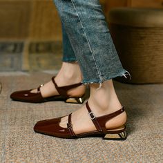 LBSFY - Summer Shoes Women Square Toe Thick Heel Sandals Women Patent Leather Mixed Colors Low Heel Wine Red/Beige Shoes for Women Wine Heels, Summer Shoes Women, Modern Sandals, Latin Dance Shoes, Womens Mary Janes, Patent Shoes, Womens Summer Shoes, Patent Leather Shoes, Low Heel Shoes