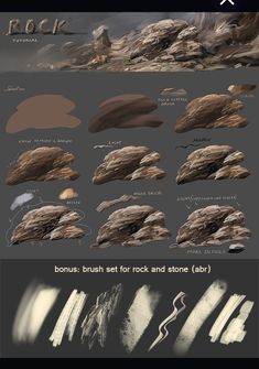 some rocks and sand are shown in this graphic art work, which includes different types of shapes