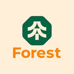 an orange and green logo with the word forest on it's bottom right corner