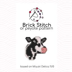 "Brick stitch pattern (or peyote pattern) Detailed and acurate beading pattern to make a beautiful beaded object such as - earrings - pendant - keychain - charm - toy - decoration    You can use Miyuki Delica beads 11/0 size or any other calibrated seed beads. Color number: 6 Approximate size of ready-made item (based on Miyuki Delica seed beads 11/0): 2.23\" x 2.39\" Size may vary depend on beads you use PDF file contains: -Detailed brick stitch or peyote design -Palette and number of bead colo Cow Earrings, Word Patterns, Cross Stitch Landscape, Beaded Earrings Native, Pendant Keychain, Miyuki Delica Beads, Brick Stitch Earrings, Design Palette, Brick Stitch Pattern